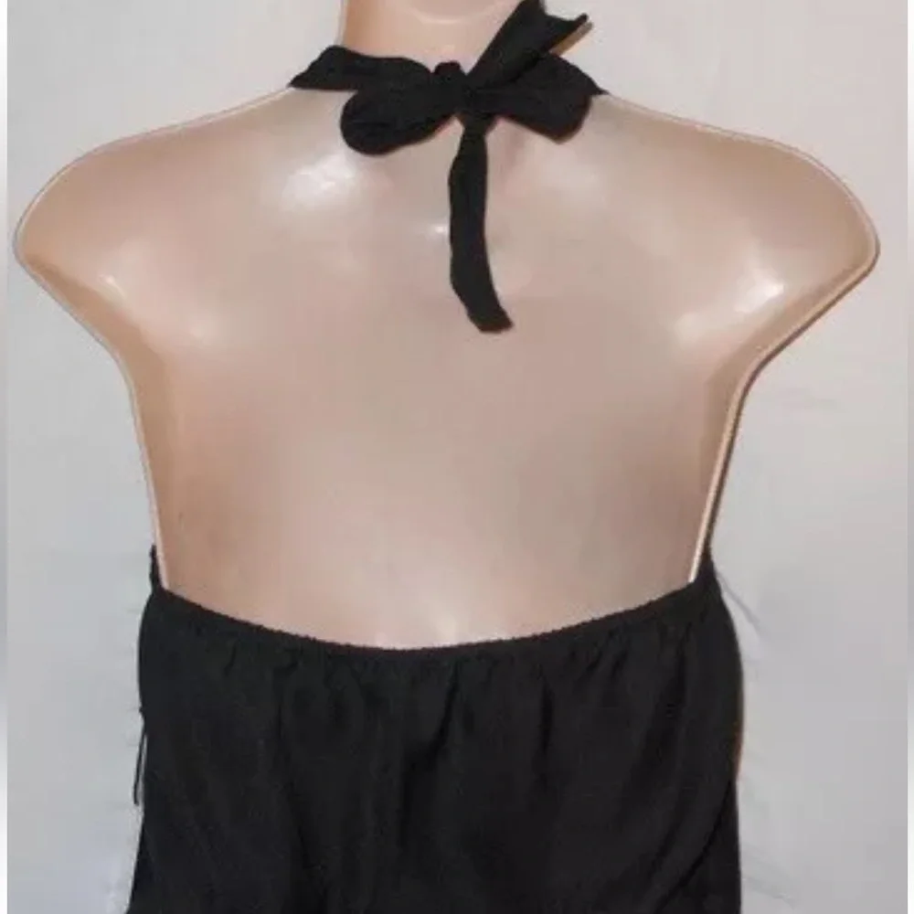 Dex Size X-Small Solid Black Halter Pants Jumpsuit sleeveless v-neck poc… - Picture 6 of 7